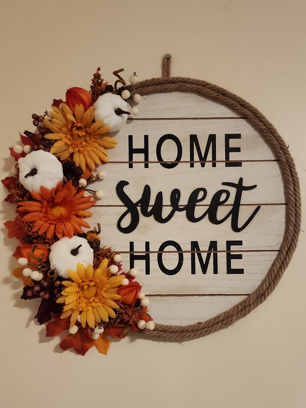 Home Sweet Home Rustic Fall Wreath - Orange & White